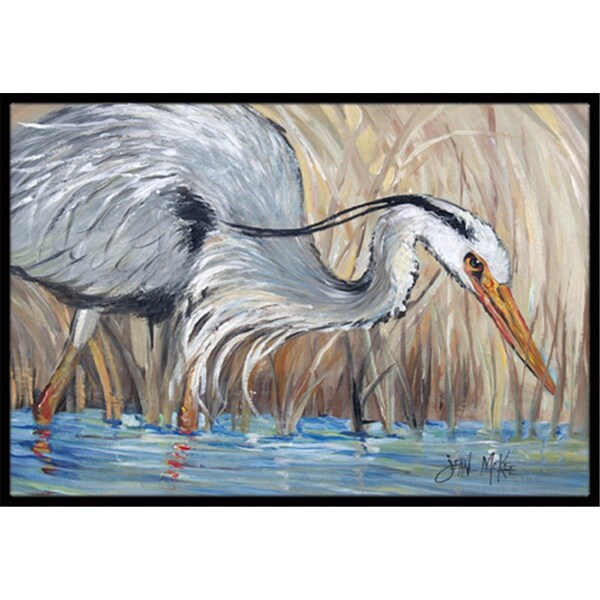 Carolines Treasures Blue Heron In The Reeds Indoor & Outdoor Mat, 18 x 27 in. CA75850 - main